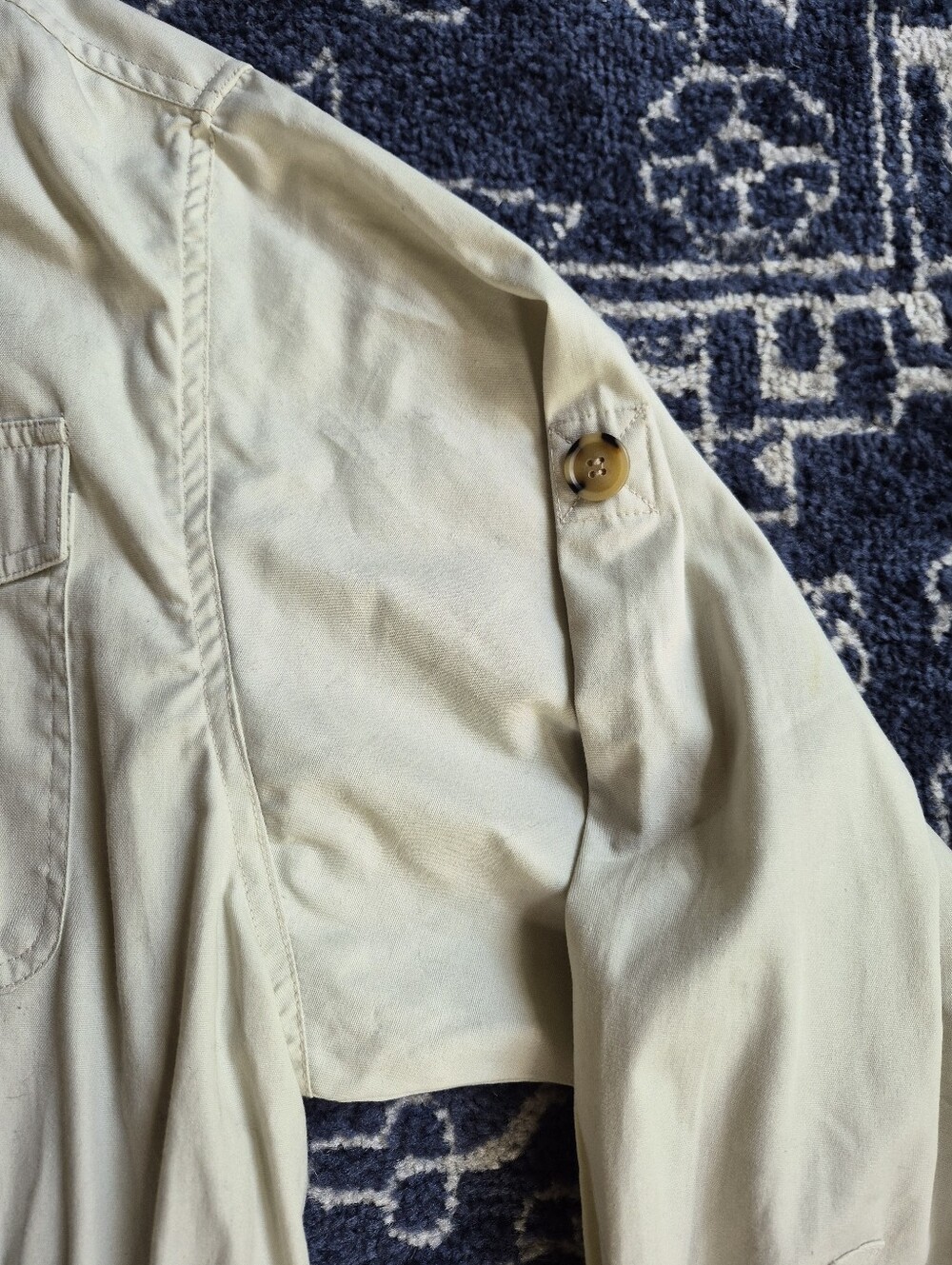 Vintage 1980s Haband Safari Jacket, RollUp Sleeves, Full Rear Side Pleats, MINT! - Picture 5 of 16